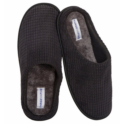 Men's Corduroy Slip On Indoor House Shoes Non Slip Sole Memory Foam Warm Thermal Lined Easy Care Slipper Pair by Sock Stack