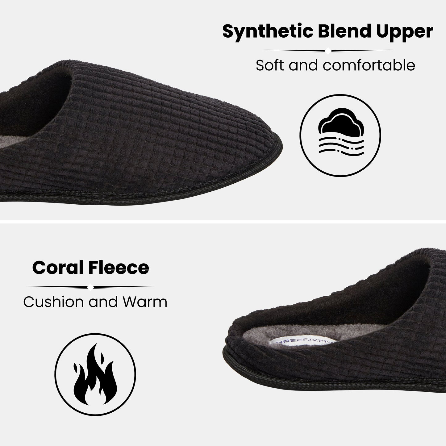 Men's Corduroy Slip On Indoor House Shoes Non Slip Sole Memory Foam Warm Thermal Lined Easy Care Slipper Pair by Sock Stack