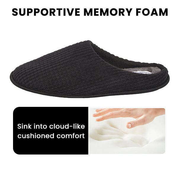 Men's Corduroy Slip On Indoor House Shoes Non Slip Sole Memory Foam Warm Thermal Lined Easy Care Slipper Pair by Sock Stack