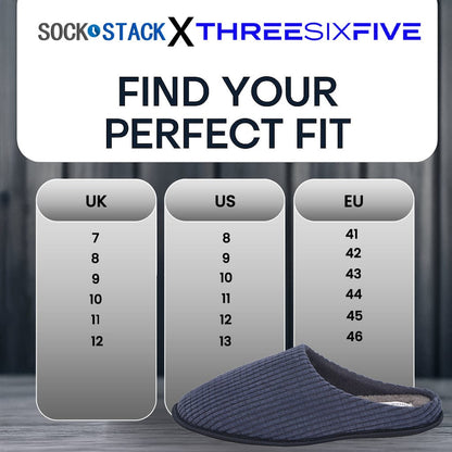Men's Corduroy Slip On Indoor House Shoes Non Slip Sole Memory Foam Warm Thermal Lined Easy Care Slipper Pair by Sock Stack