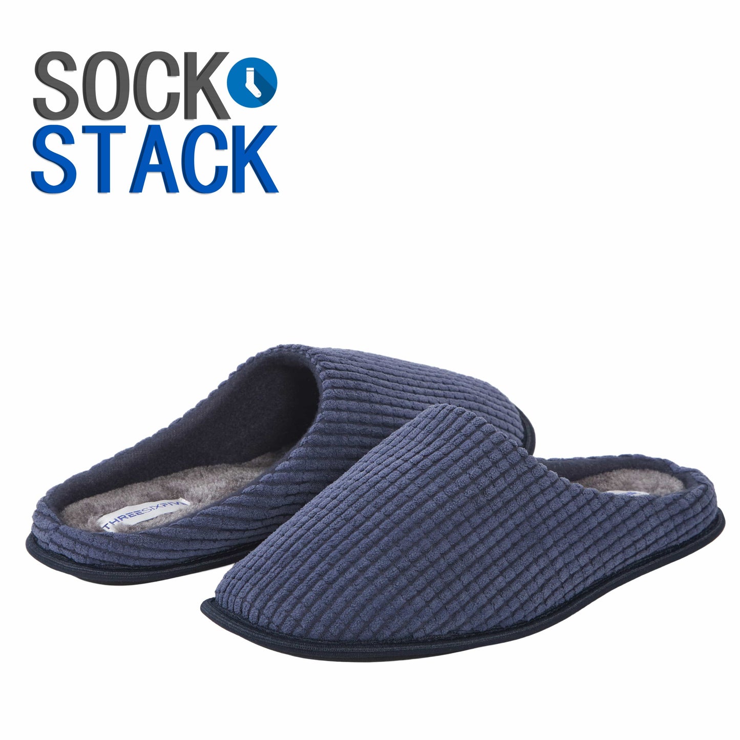 Men's Corduroy Slip On Indoor House Shoes Non Slip Sole Memory Foam Warm Thermal Lined Easy Care Slipper Pair by Sock Stack