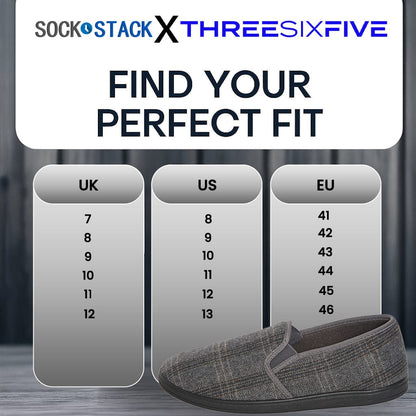 Men’s Checked Slippers Memory Foam Cushioned Soft Lining Warm Thermal Slip On House Shoes Pair for Indoor Use by Sock Stack