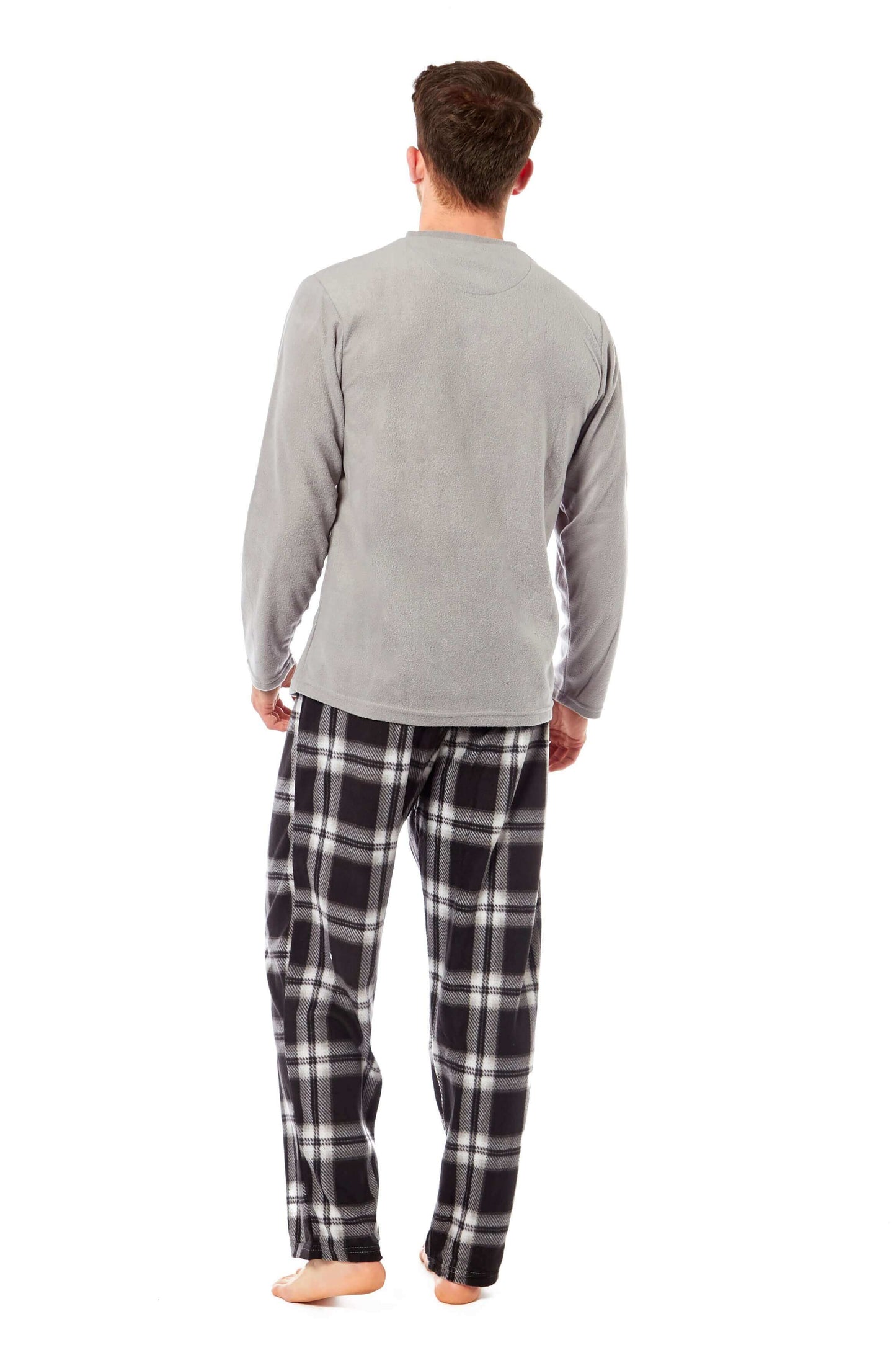 Men's Thermal Fleece Pyjama Set with Stylish Check Pants Soft Warm Loungewear PJs for Winter Perfect for Sleeping and Lounging in Various Sizes by Toro Rocco