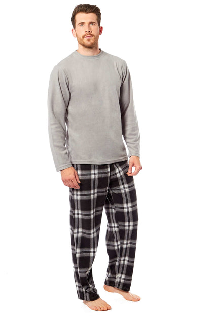 Men's Thermal Fleece Pyjama Set with Stylish Check Pants Soft Warm Loungewear PJs for Winter Perfect for Sleeping and Lounging in Various Sizes by Toro Rocco