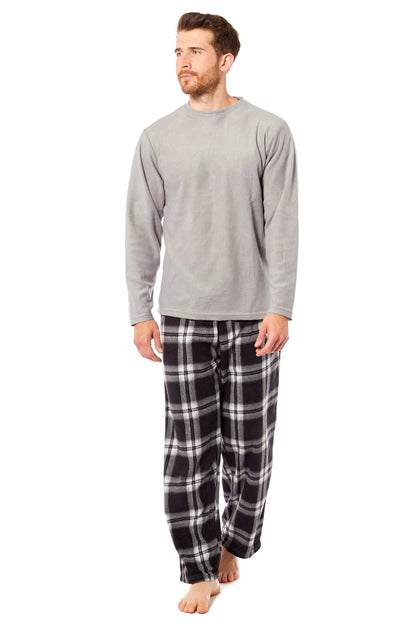 Men's Thermal Fleece Pyjama Set with Stylish Check Pants Soft Warm Loungewear PJs for Winter Perfect for Sleeping and Lounging in Various Sizes by Toro Rocco