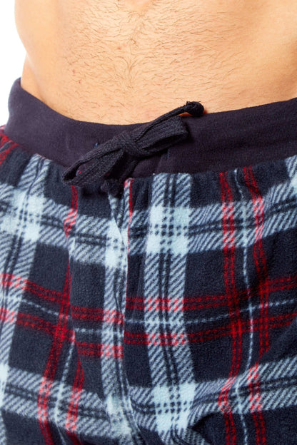 Men's Thermal Fleece Pyjama Set with Stylish Check Pants Soft Warm Loungewear PJs for Winter Perfect for Sleeping and Lounging in Various Sizes by Toro Rocco