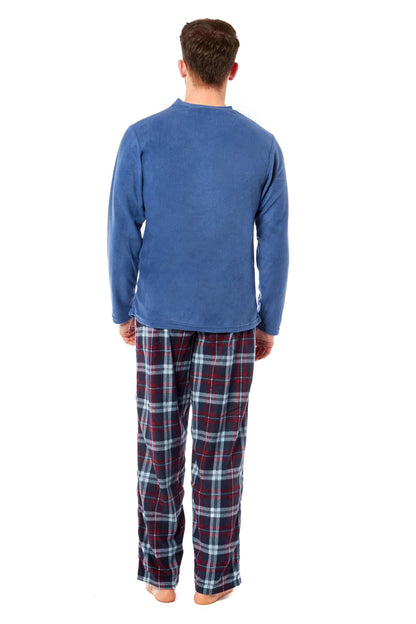Men's Thermal Fleece Pyjama Set with Stylish Check Pants Soft Warm Loungewear PJs for Winter Perfect for Sleeping and Lounging in Various Sizes by Toro Rocco
