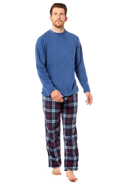 Men's Thermal Fleece Pyjama Set with Stylish Check Pants Soft Warm Loungewear PJs for Winter Perfect for Sleeping and Lounging in Various Sizes by Toro Rocco