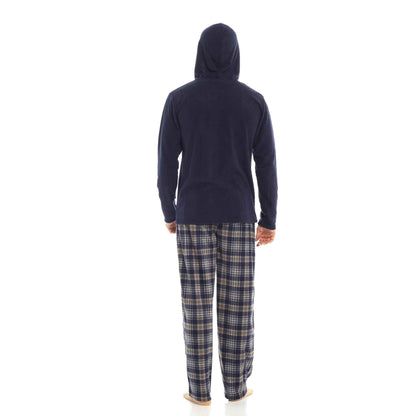 Men's Winter Hooded Check Fleece Pyjama Set Warm Cozy Nightwear with Stylish Check Bottoms in Multiple Sizes Ultimate Comfort by Sock Stack