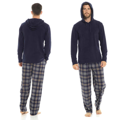 Men's Winter Hooded Check Fleece Pyjama Set Warm Cozy Nightwear with Stylish Check Bottoms in Multiple Sizes Ultimate Comfort by Sock Stack