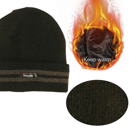 Men's Winter Thinsulate Insulation Fleece Knitted Beanie Hat Stripe Warm Lightweight Breathable Quick Drying for Outdoor Activities Hiking Camping Skiing by Sock Stack
