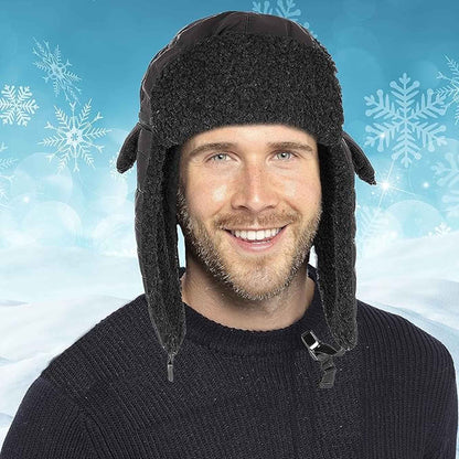 Mens Ribbed Waterproof Trapper Hat with 3M Thinsulate Fleece Lining for Winter Warmth and Cold Weather Protection by Heatwave Thermalwear