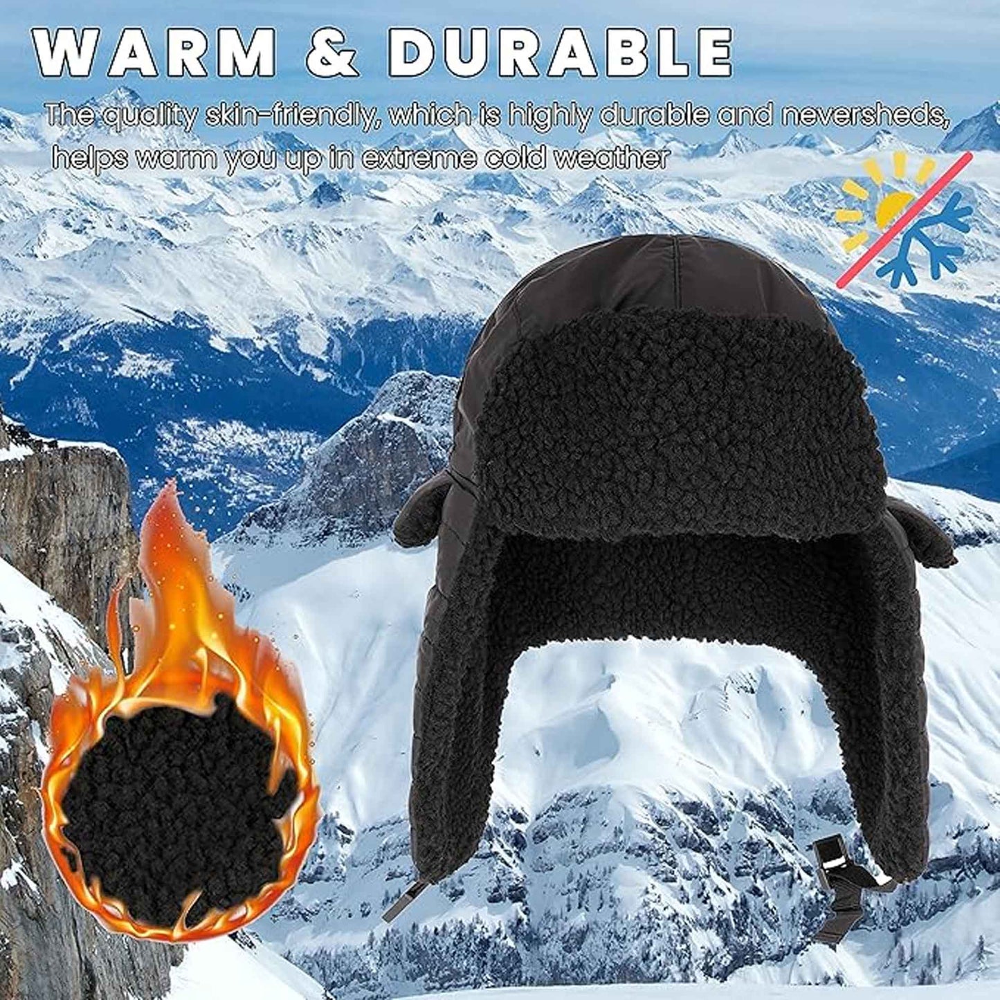 Mens Ribbed Waterproof Trapper Hat with 3M Thinsulate Fleece Lining for Winter Warmth and Cold Weather Protection by Heatwave Thermalwear
