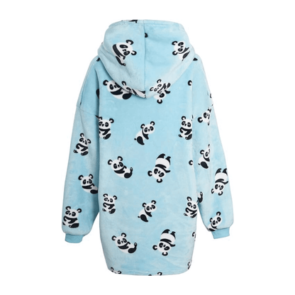 Oversized Panda Hooded Plush Fleece Blanket with Sherpa Lining Double Pocket Cozy Hoodie for Adults and Kids by Daisy Dreamer