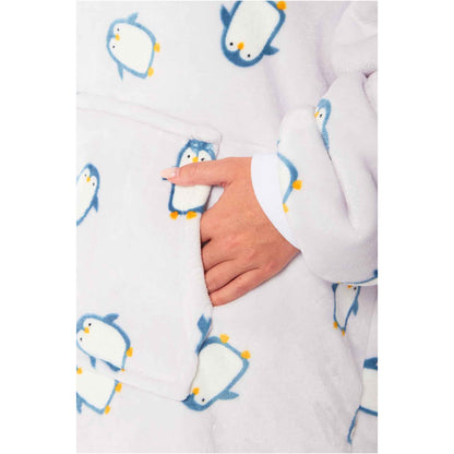Oversized Penguin Hooded Blanket Ultra Soft Sherpa Fur Lining Big Hoodie Sweatshirt Plush Flannel Fleece Loungewear for Adults and Kids by Daisy Dreamer