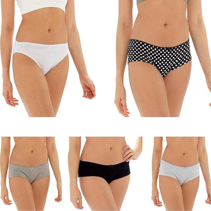 Pack of 10 Womens Cotton Briefs Comfortable Underwear Shorts with Stretch Waistband Assorted Styles Breathable Cotton Blend UK Sizes 12-18 by Daisy Dreamer