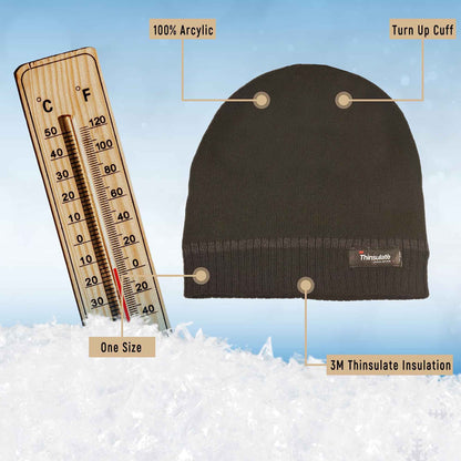 Pack of 2 Mens Stripe Fleece Beanie Hat with 3M Thinsulate Insulation Quick Drying Lightweight Winter Thermal Protection for Skiing Hiking Outdoor by Sock Stack