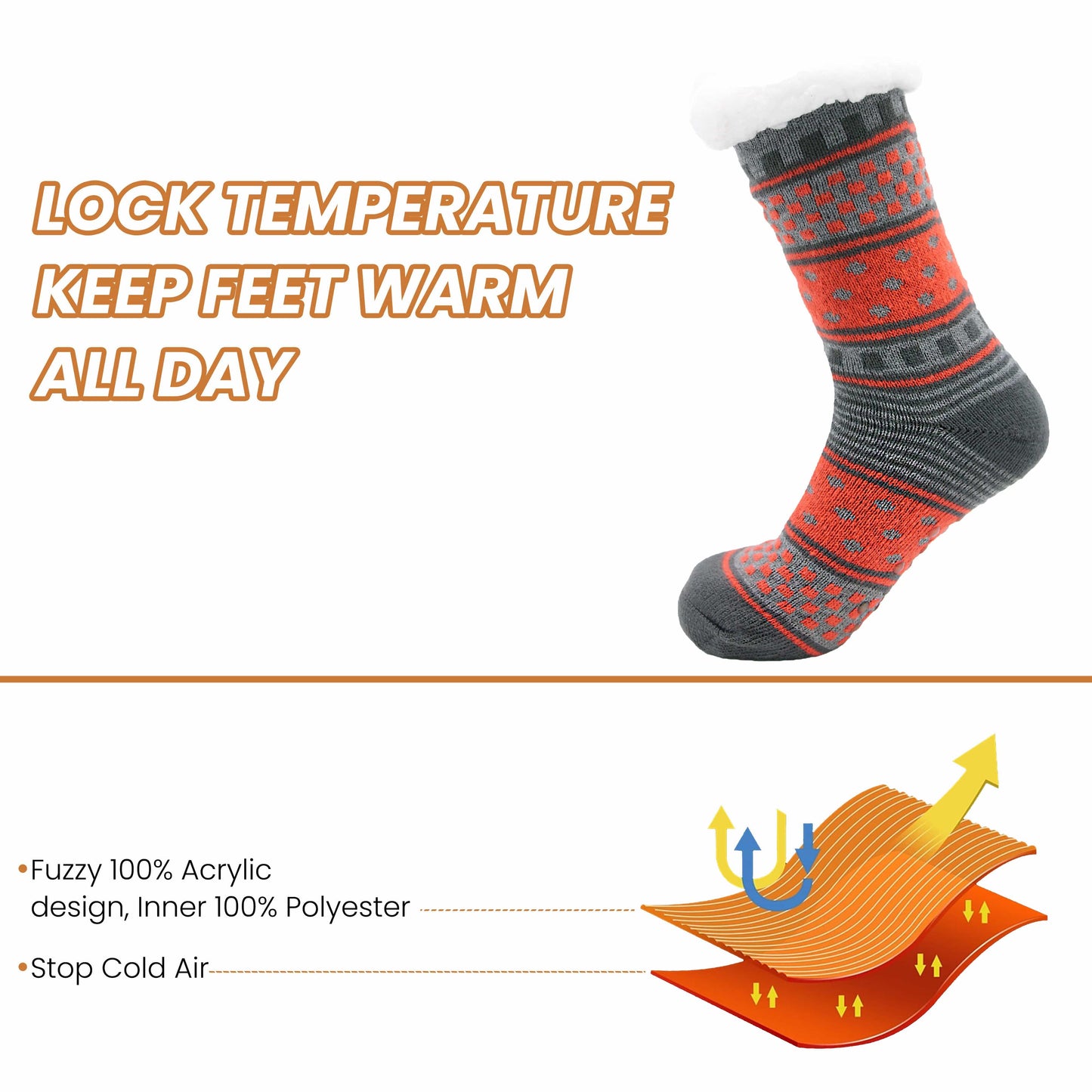 Pack of 2 Women's Fur Lined Chunky Slipper Socks Soft Warm & Cozy Winter Non-Slip Knitted Lounge Bed Socks by Socks Stack.