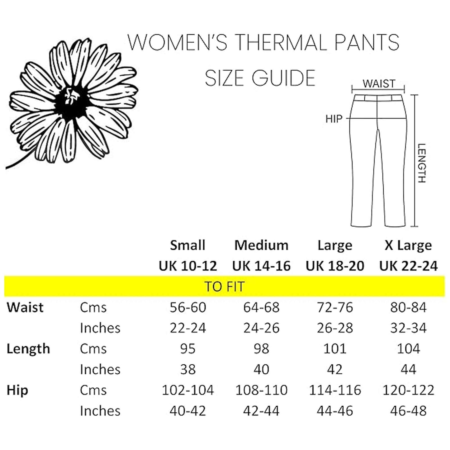 2 Pack Women's Thermal Pants Advanced Insulating Yarn Cotton Rich Ribbed Comfort Fit for Running Hiking Workwear in White Grey Black by Daisy Dreamer
