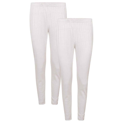 2 Pack Women's Thermal Pants Advanced Insulating Yarn Cotton Rich Ribbed Comfort Fit for Running Hiking Workwear in White Grey Black by Daisy Dreamer