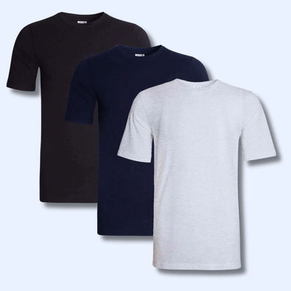 Pack of 3 Men's Plain T-Shirts Soft Breathable Cotton Polyester Blend Short Sleeve Tees Versatile Classic Colors by Sock Stack