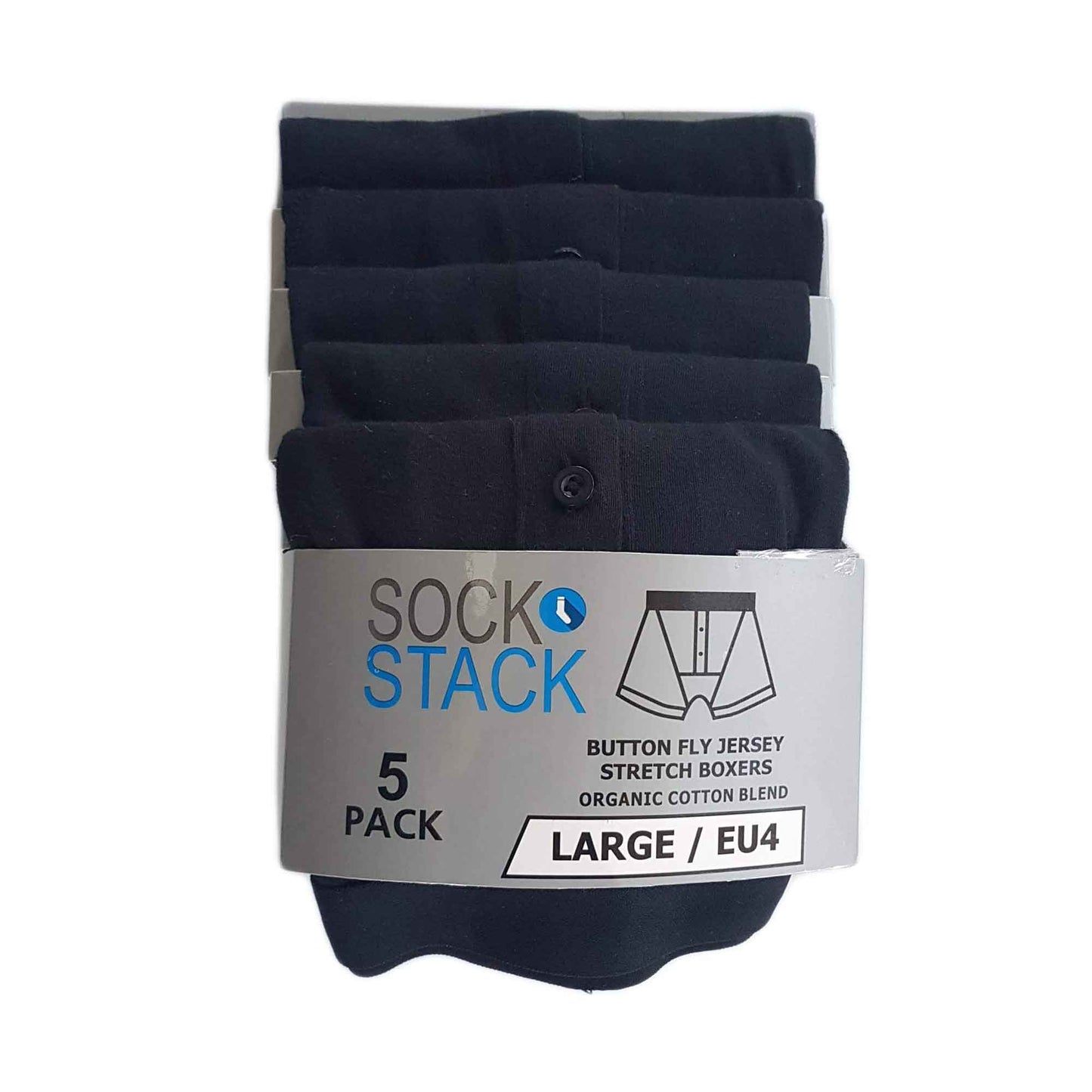 Pack of 5 Men's Cotton Boxer Shorts Button Fly Breathable Stretchy Classic Trunks Premium Comfort Everyday Wear Gym Sports Sock Stack