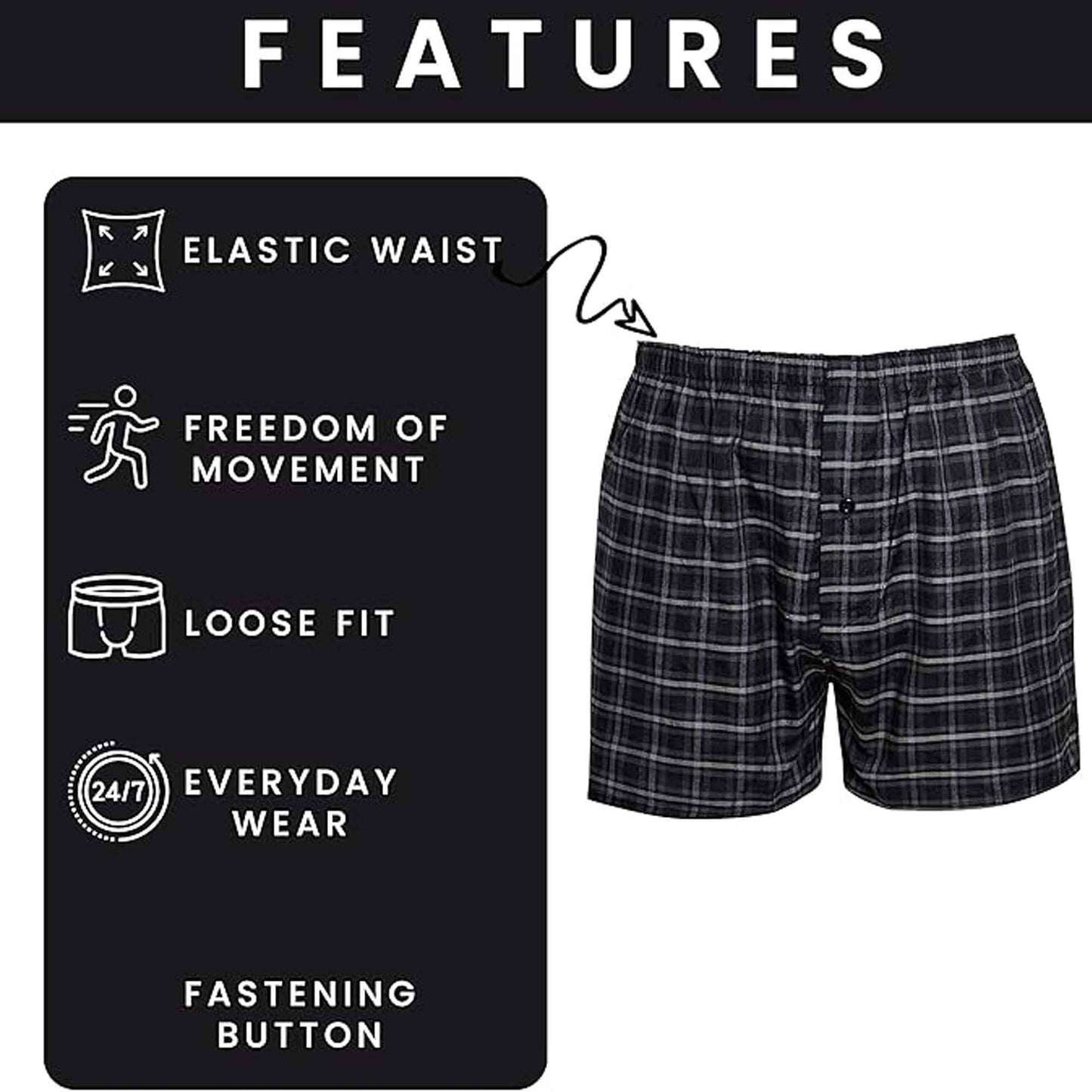 Pack of 6 Kids Loose Fit Woven Boxers Durable Cotton Blend with Elastic Waistband Sizes 5-13 Years Ideal for School Sports KB01 by Sock Stack