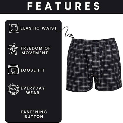 Pack of 6 Kids Loose Fit Woven Boxers Durable Cotton Blend with Elastic Waistband Sizes 5-13 Years Ideal for School Sports KB01 by Sock Stack