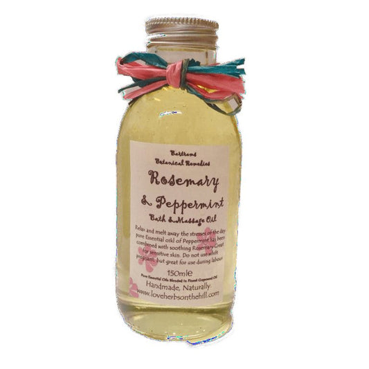 Rosemary and Peppermint (TEMPLE BALM) 150ml Bath and Massage Oil - A refreshing reset for body and mind