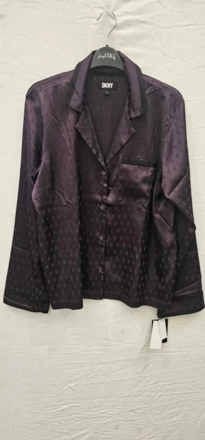 Dkny- Purple-Plum Jacquard Satin Pyjama -Purple Size: Small