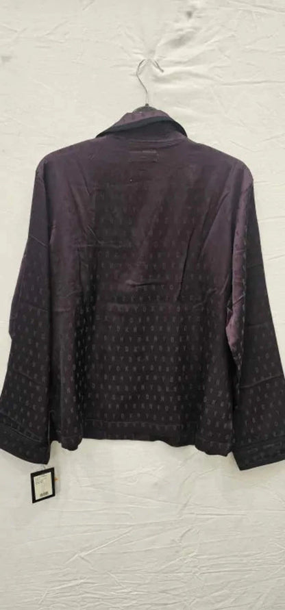 Dkny- Purple-Plum Jacquard Satin Pyjama -Purple Size: Small