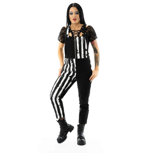 Chemical Black Showtime Dungarees Black and White