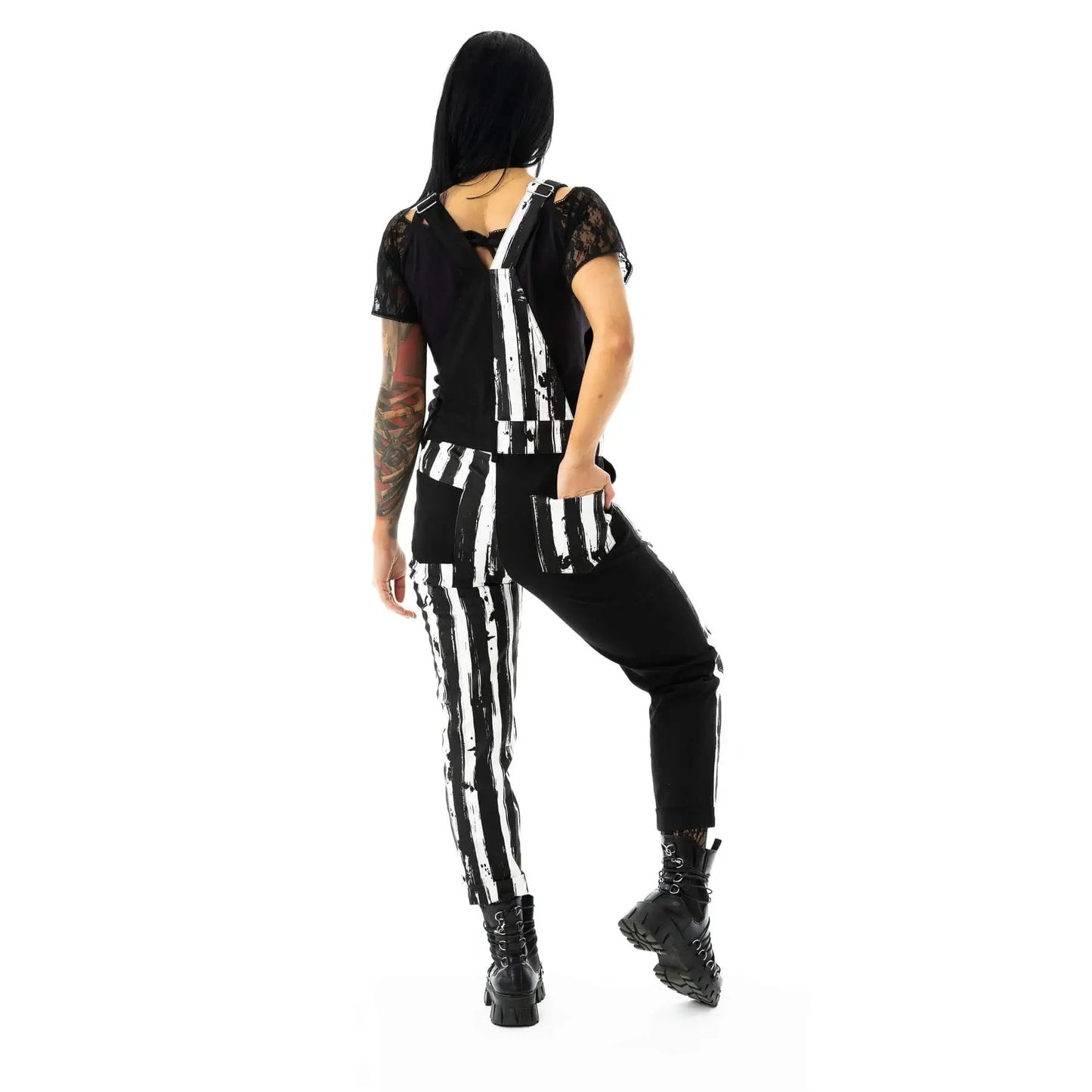 Chemical Black Showtime Dungarees Black and White