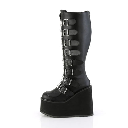 Demoniacult Raven Wide Calf Knee High Boots