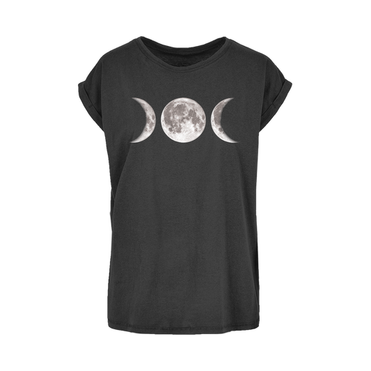 Triple Goddess Women’s Extended Shoulder T‑Shirt XS–5XL | 100% Cotton Moon Phase Tee