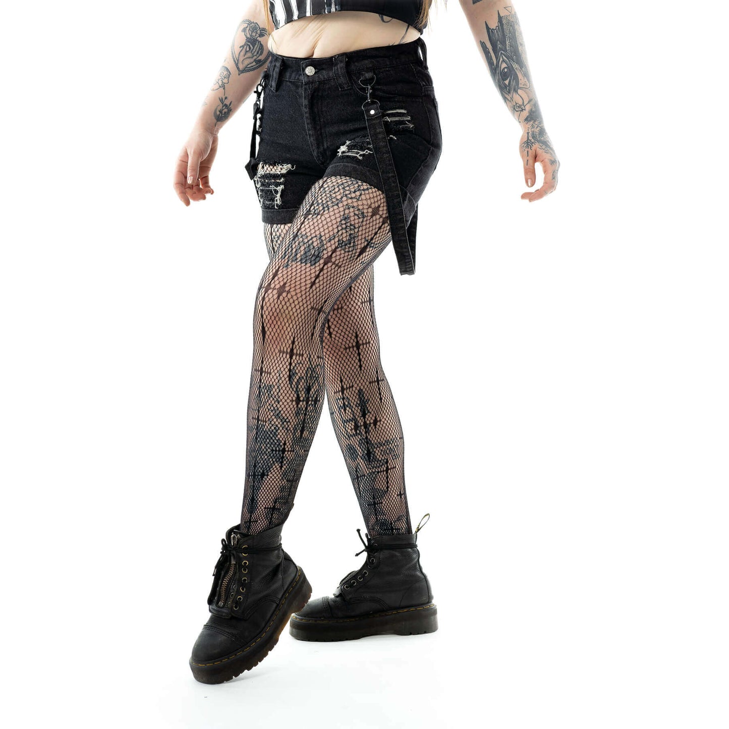 Vixxsin Undead Shorts Black Stonewash