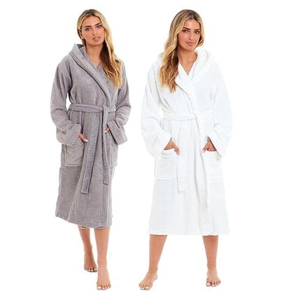 Unisex Bamboo Hooded Dressing Gown Super Soft Towelling Bath Robe for Men & Women by Sock Stack