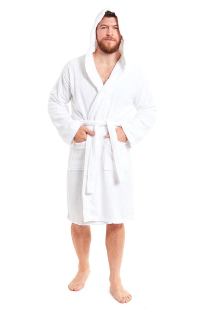 Unisex Bamboo Hooded Dressing Gown Super Soft Towelling Bath Robe for Men & Women by Sock Stack