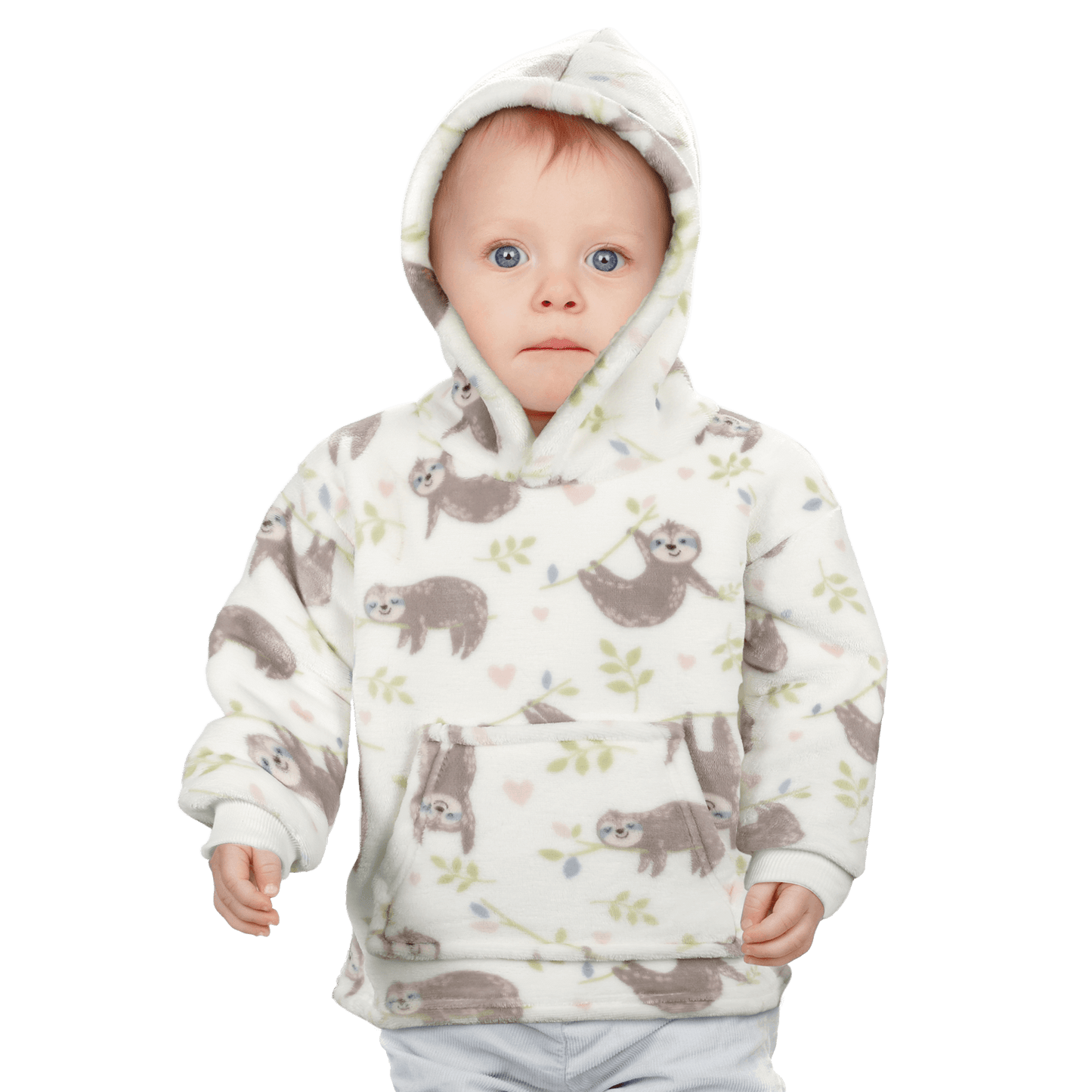 Unisex Safari and Sloth Hoodie Blanket for Infants 0-2 Years Ultra Soft Cozy Wearable Blanket with Spacious Pocket for Boys and Girls by Daisy Dreamer