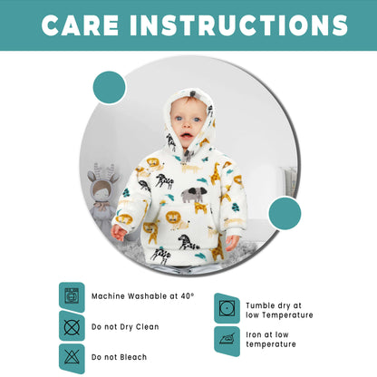 Unisex Safari and Sloth Hoodie Blanket for Infants 0-2 Years Ultra Soft Cozy Wearable Blanket with Spacious Pocket for Boys and Girls by Daisy Dreamer