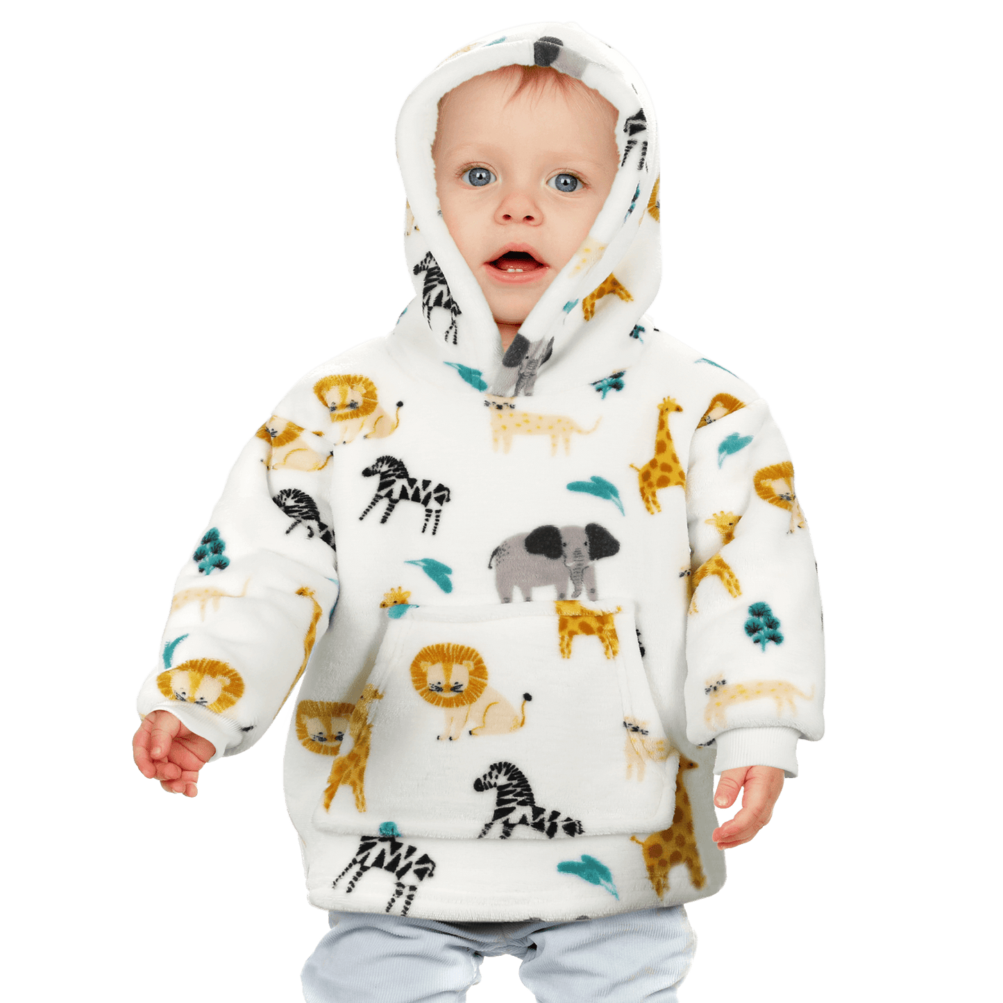 Unisex Safari and Sloth Hoodie Blanket for Infants 0-2 Years Ultra Soft Cozy Wearable Blanket with Spacious Pocket for Boys and Girls by Daisy Dreamer