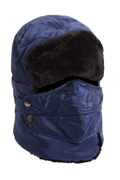 Versatile Winter Trapper Hat with Removable Face Cover Adjustable Ear Flaps Showerproof Fur Lined Ideal for Skiing Snowboarding Hiking by Heatwave Thermalwear