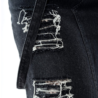 Vixxsin Runa Distressed Denim Maxi Skirt – Black Stonewash