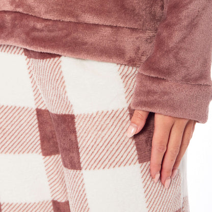 Women's Buffalo Check Fleece Pyjamas Set Long Sleeve Top and Bottoms Warm Nightwear Stylish Loungewear Multiple Sizes Available by Daisy Dreamer