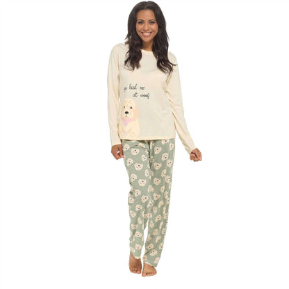 Women's Cockapoo Cotton Jersey Pyjama Set Long Sleeve Lounge Wear PJs with Elasticated Waistband by Daisy Dreamer