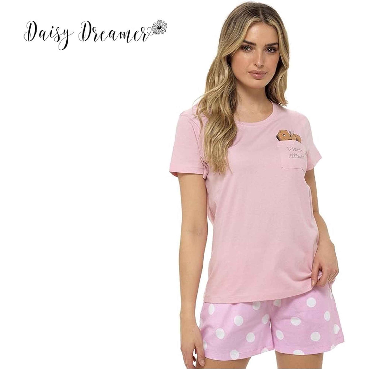 Women's Cotton Sausage Dog Print T Shirt and Shorts Pyjama Set for Summer by Daisy Dreamer Cozy Sleepwear Loungewear Gift for Dog Lovers Multiple Sizes