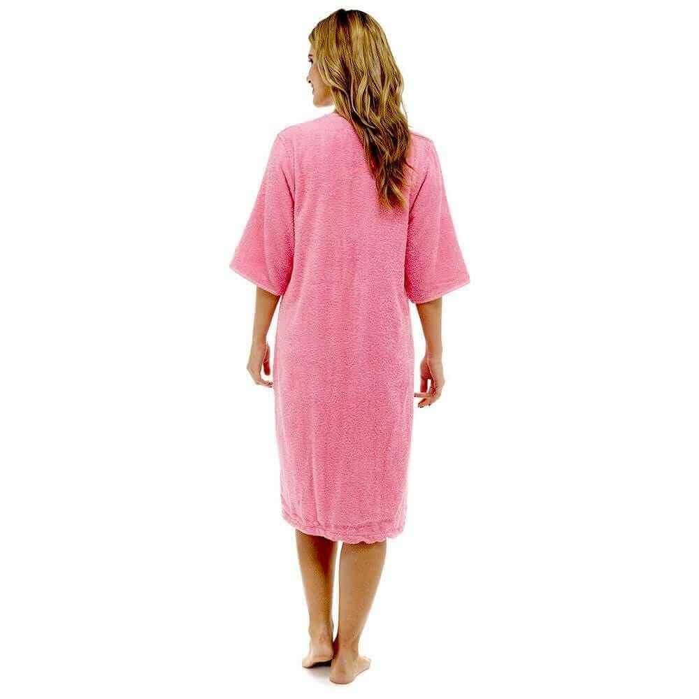 Women's Cotton Terry Towelling Bath Robe Zip Through Ultra Absorbent Soft and Luxurious Dressing Gown Perfect for Post Shower Relaxation by Daisy Dreamer