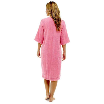 Women's Cotton Terry Towelling Bath Robe Zip Through Ultra Absorbent Soft and Luxurious Dressing Gown Perfect for Post Shower Relaxation by Daisy Dreamer