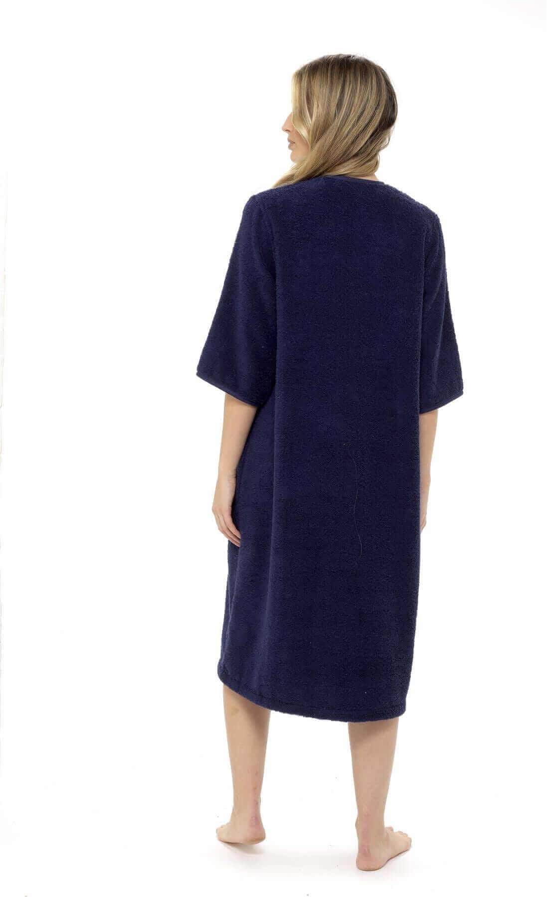 Women's Cotton Terry Towelling Bath Robe Zip Through Ultra Absorbent Soft and Luxurious Dressing Gown Perfect for Post Shower Relaxation by Daisy Dreamer