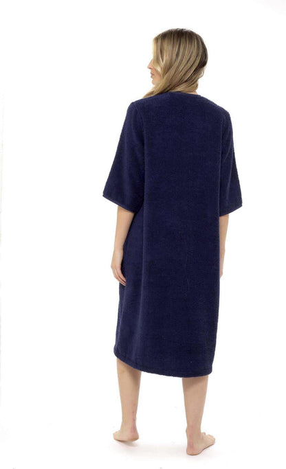 Women's Cotton Terry Towelling Bath Robe Zip Through Ultra Absorbent Soft and Luxurious Dressing Gown Perfect for Post Shower Relaxation by Daisy Dreamer